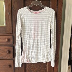 MPG Light Gray Striped Long Sleeve Top